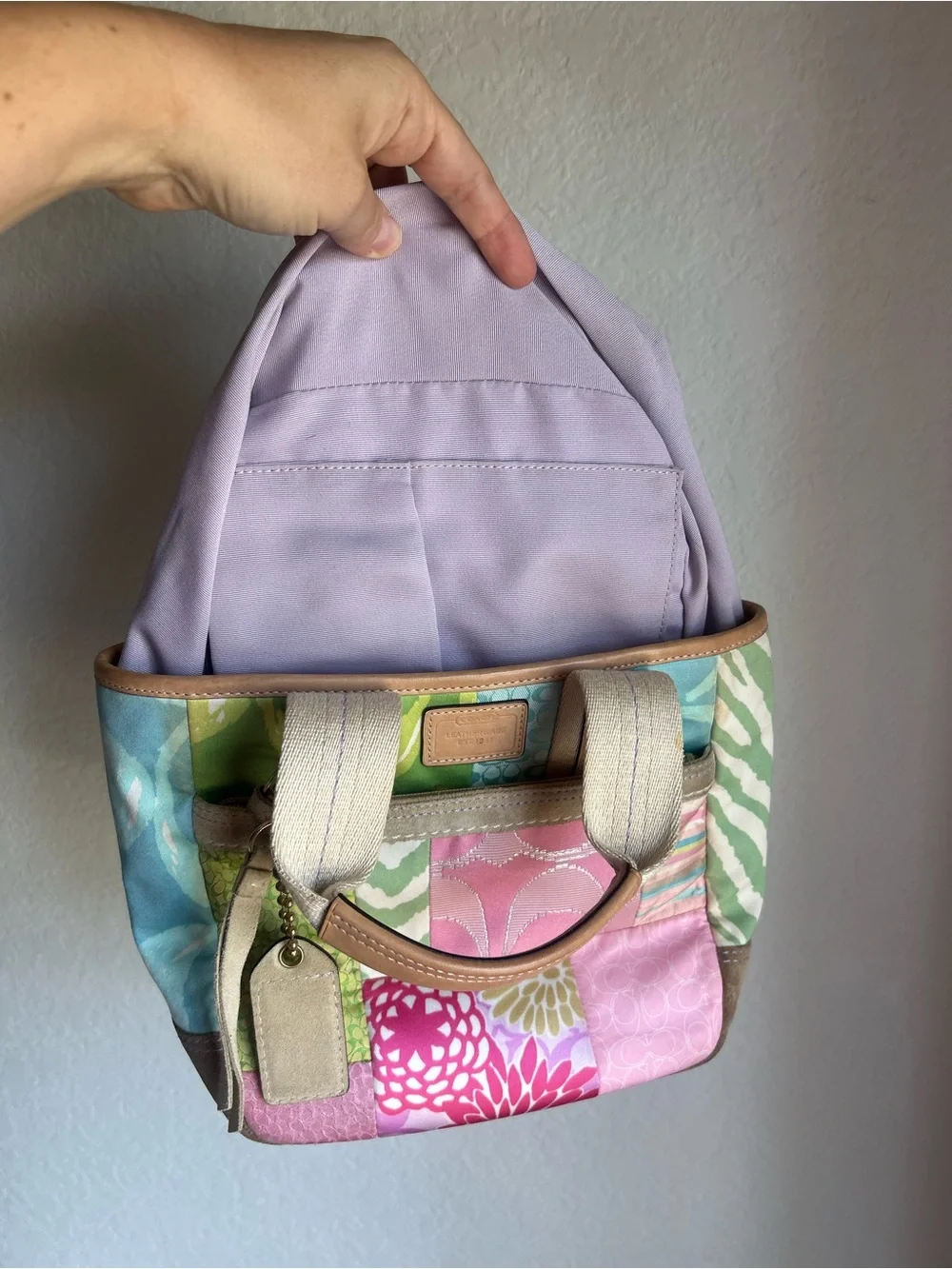 RARE Vintage Coach Y2K Hamptons Floral Weekend Small Patchwork Tote Purse Bag